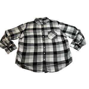 Ava & Viv Plaid Button Up Shirt Size 1X Casual Minimalist Lightweight Preppy